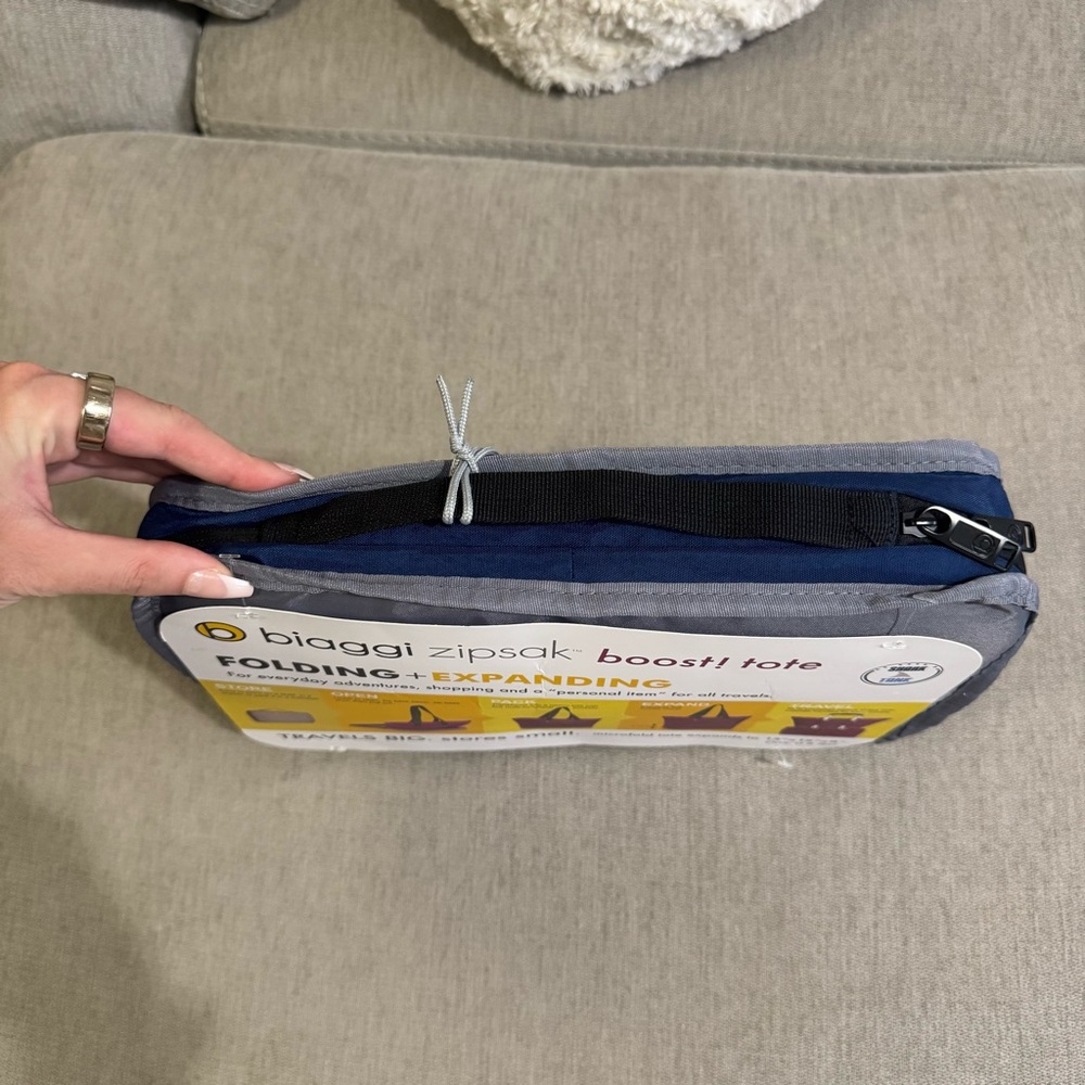 Biaggi Zipsak Boost Expanding Tote Navy Blue & Grey - Picture 5 of 9